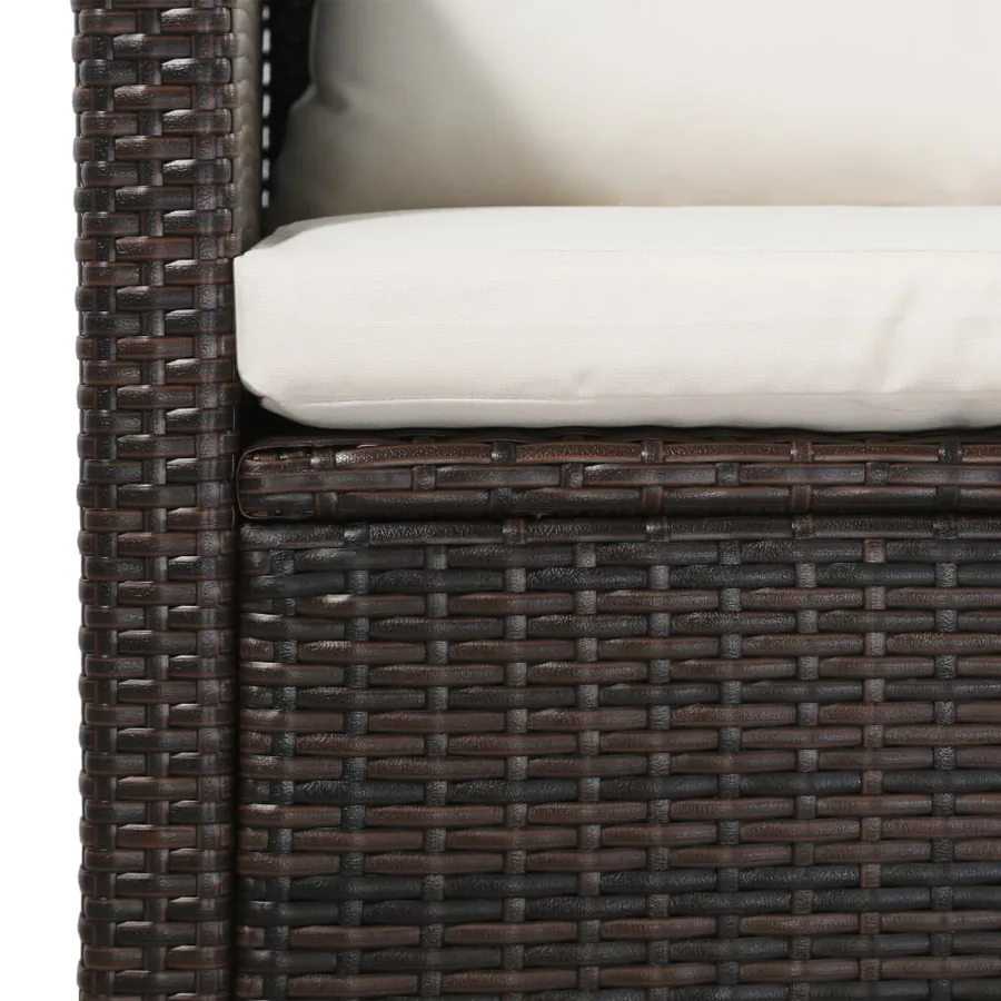 Salon de jardin 5 pcs avec coussins résine tressée marron - 8
