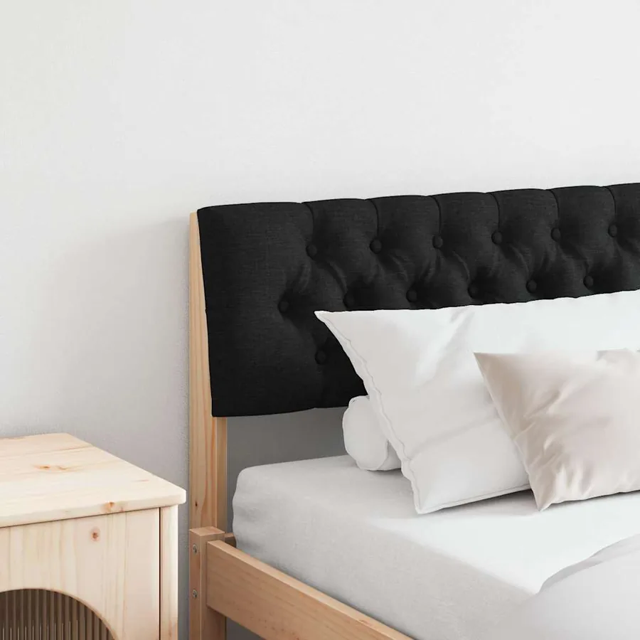 Tête de lit capitonnée Noir 200 cm Pin massif