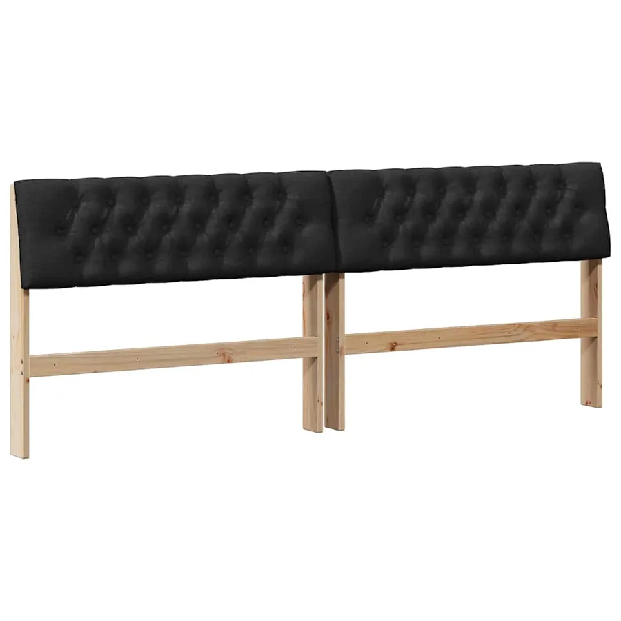 Tête de lit capitonnée Noir 200 cm Pin massif - 2