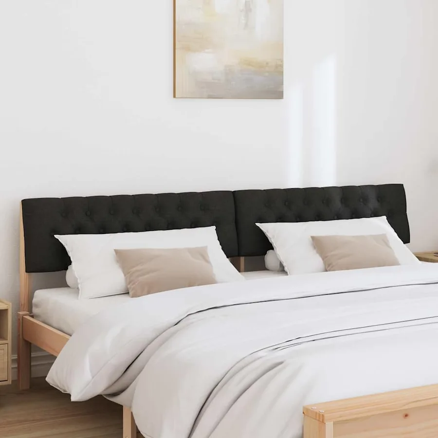 Tête de lit capitonnée Noir 200 cm Pin massif - 3