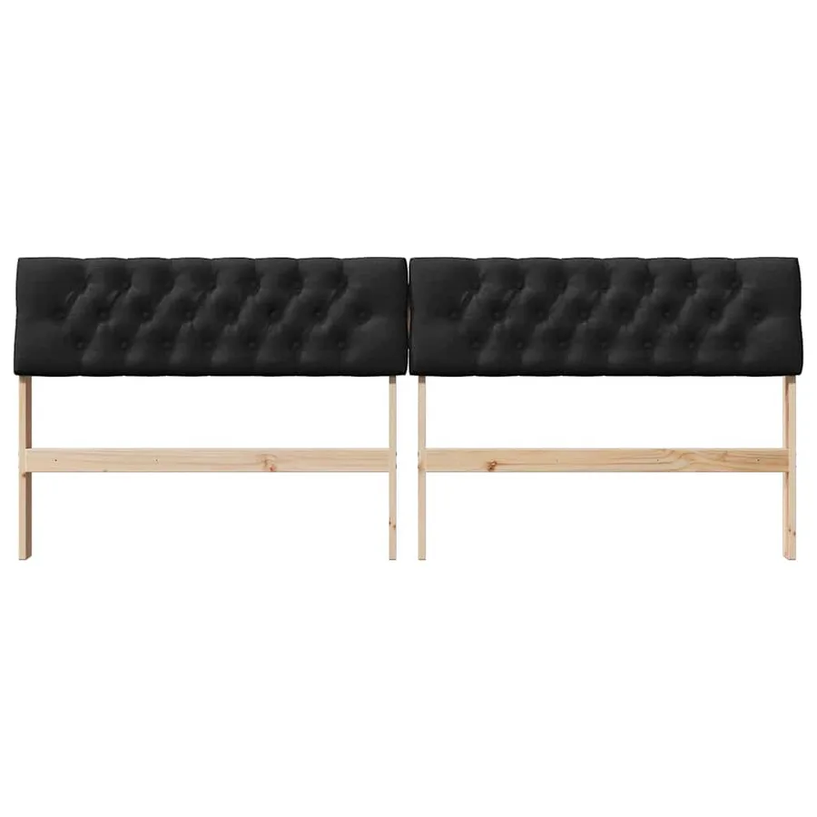 Tête de lit capitonnée Noir 200 cm Pin massif - 4