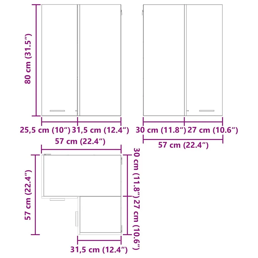 Armoire suspendue Chêne Sonoma et Blanc 57 x 57 x 80 cm - 12