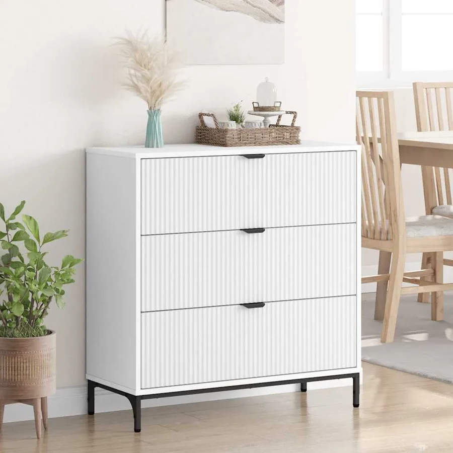 Buffet avec tiroir Blanc 79,5 x 33 x 82 cm Bois d'ingénierie - 4