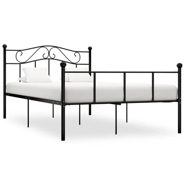 Cadre de lit sans matelas noir métal 160x200 cm
