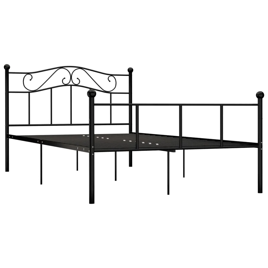 Cadre de lit sans matelas noir métal 160x200 cm - 2