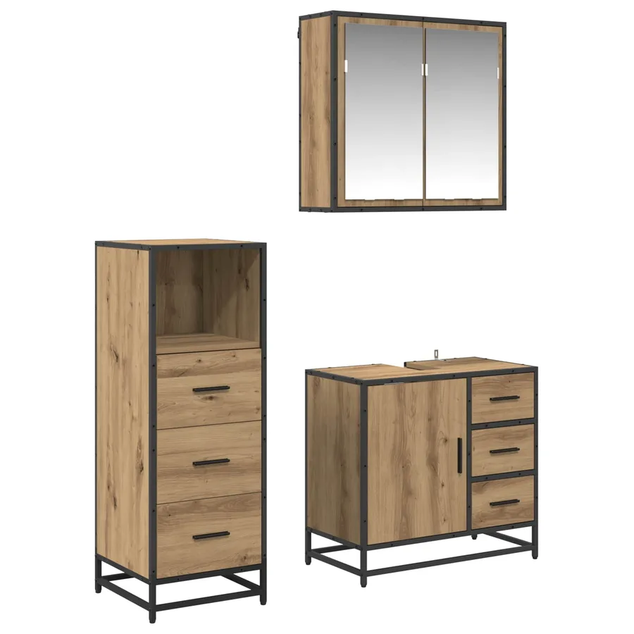 Ensemble de mobilier de salle de bain 3 pc Chêne artisanal - 2
