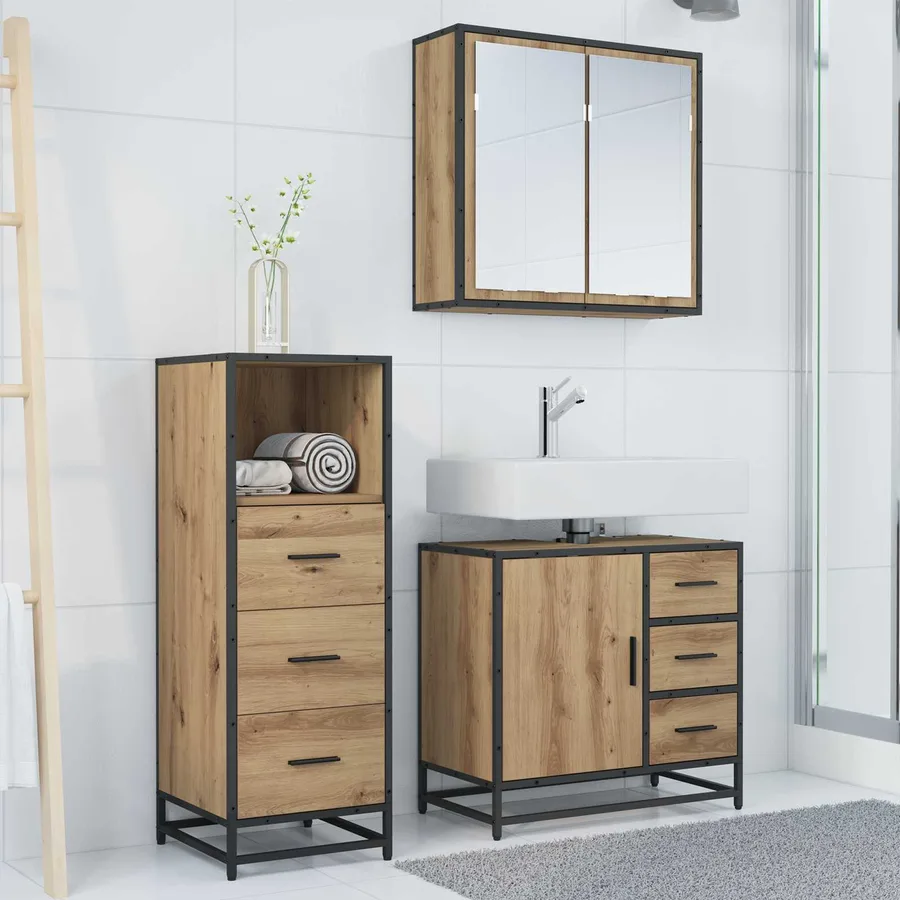 Ensemble de mobilier de salle de bain 3 pc Chêne artisanal - 4