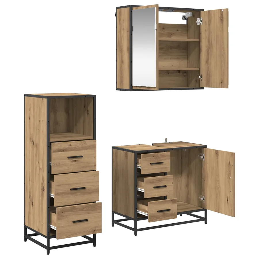 Ensemble de mobilier de salle de bain 3 pc Chêne artisanal - 5