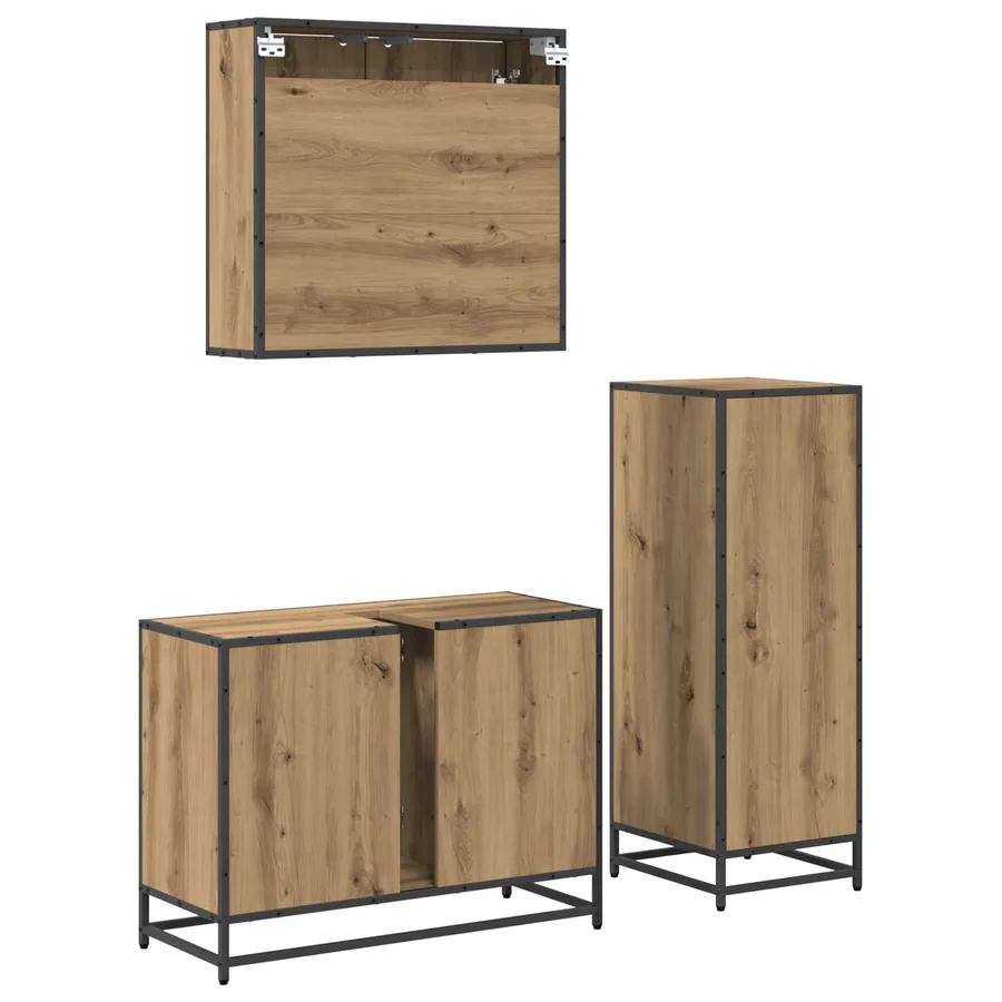 Ensemble de mobilier de salle de bain 3 pc Chêne artisanal - 8