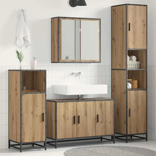 Ensemble de mobilier de salle de bain 3 pc Chêne artisanal