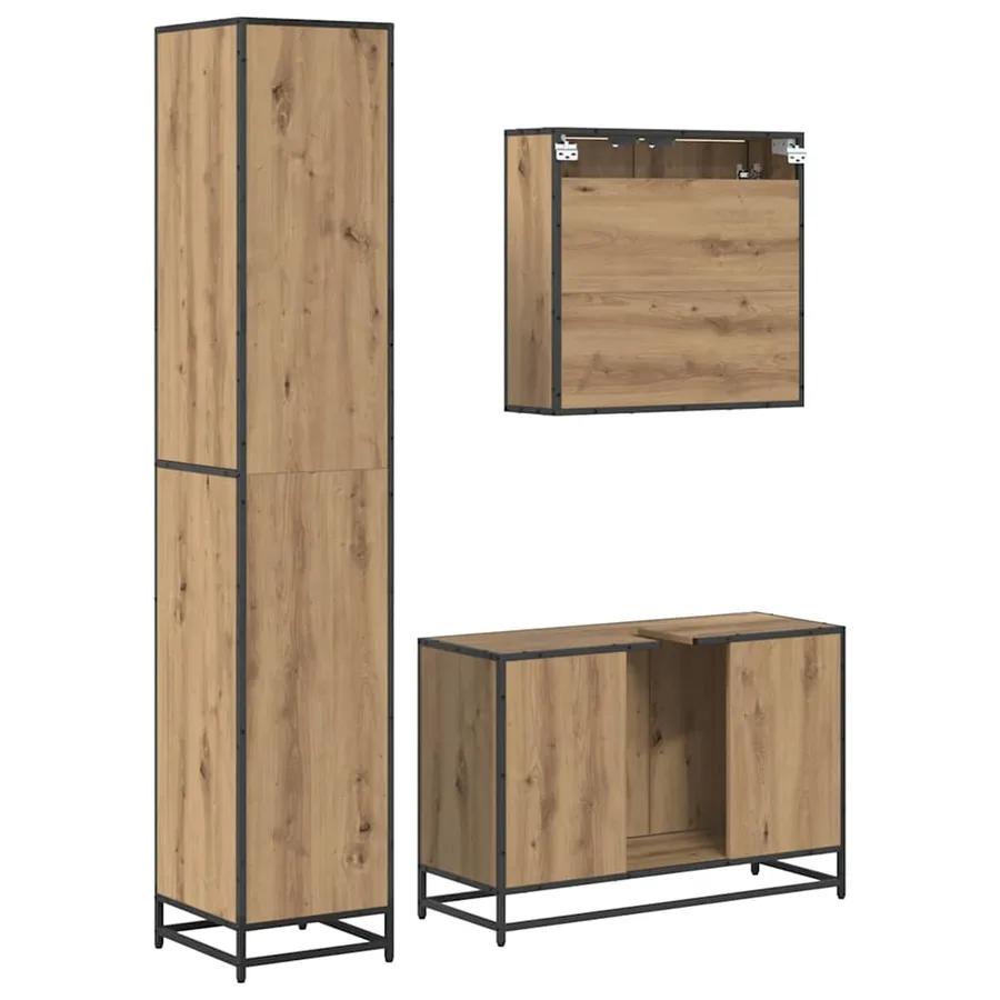 Ensemble de mobilier de salle de bain 3 pc Chêne artisanal - 9