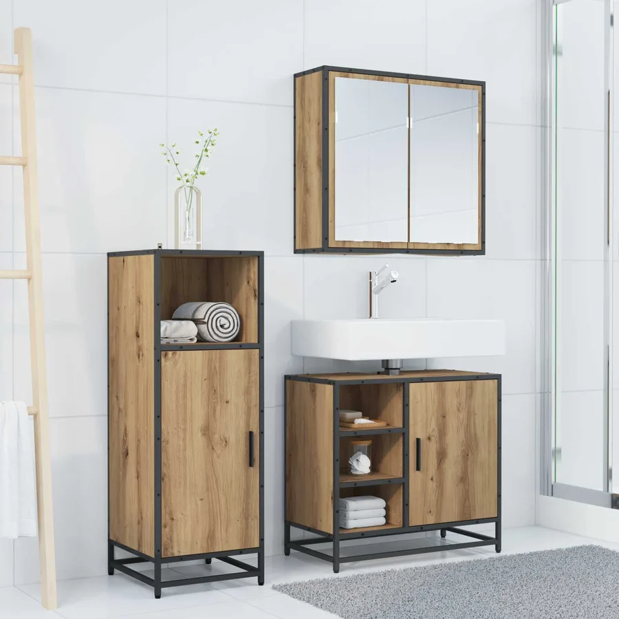 Ensemble de mobilier de salle de bain 3 pc Chêne artisanal - 3