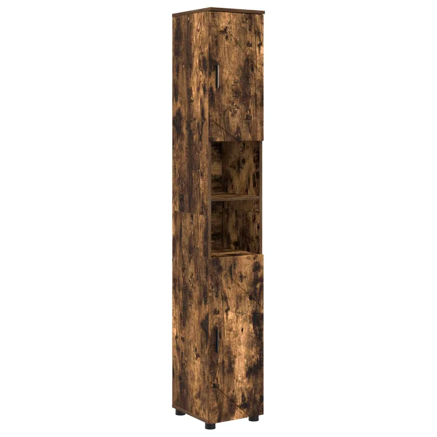 Cabinet de salle de bain avec porte Chêne fumé 30 x 35 x 192 cm - 2