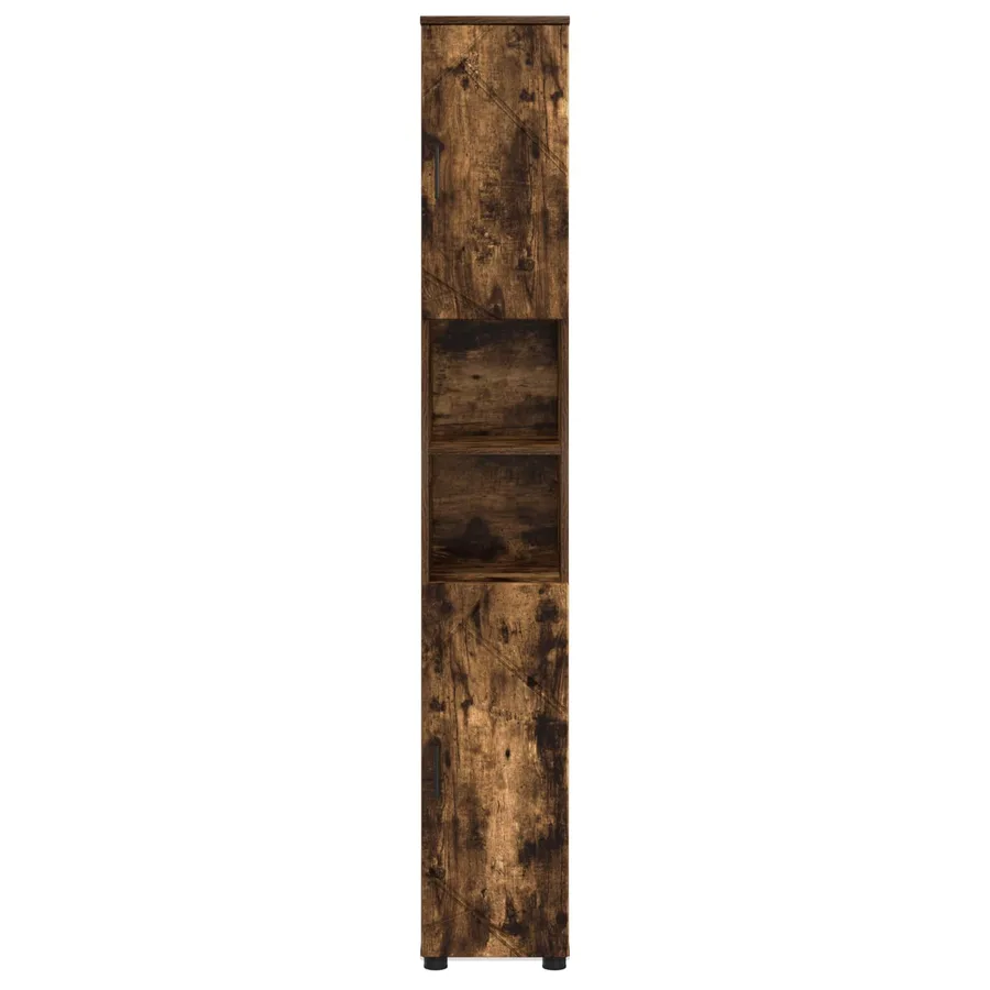 Cabinet de salle de bain avec porte Chêne fumé 30 x 35 x 192 cm - 6