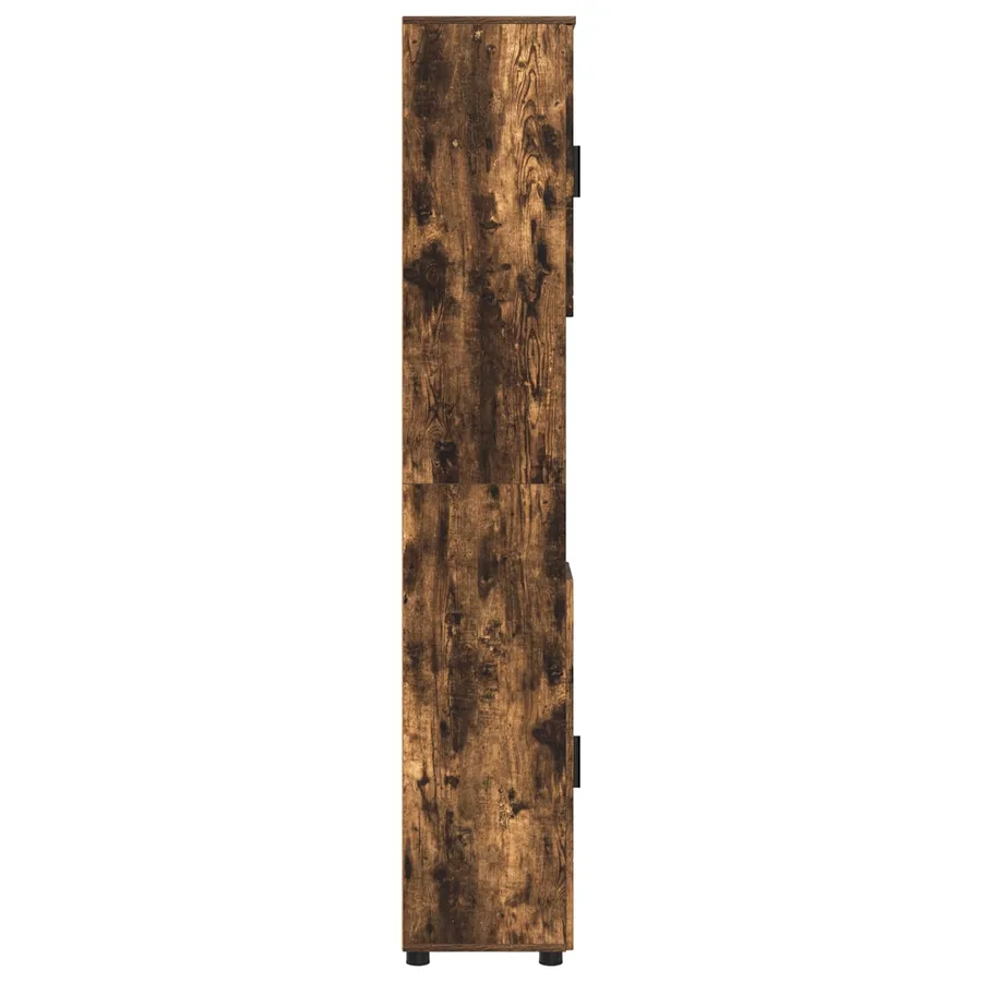 Cabinet de salle de bain avec porte Chêne fumé 30 x 35 x 192 cm - 7