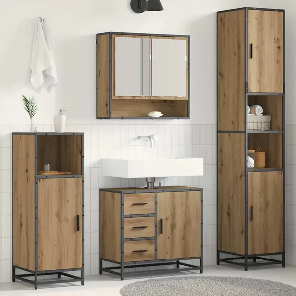 Ensemble de mobilier de salle de bain 3 pc Chêne artisanal