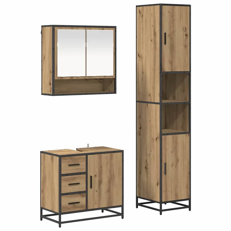 Ensemble de mobilier de salle de bain 3 pc Chêne artisanal - 2
