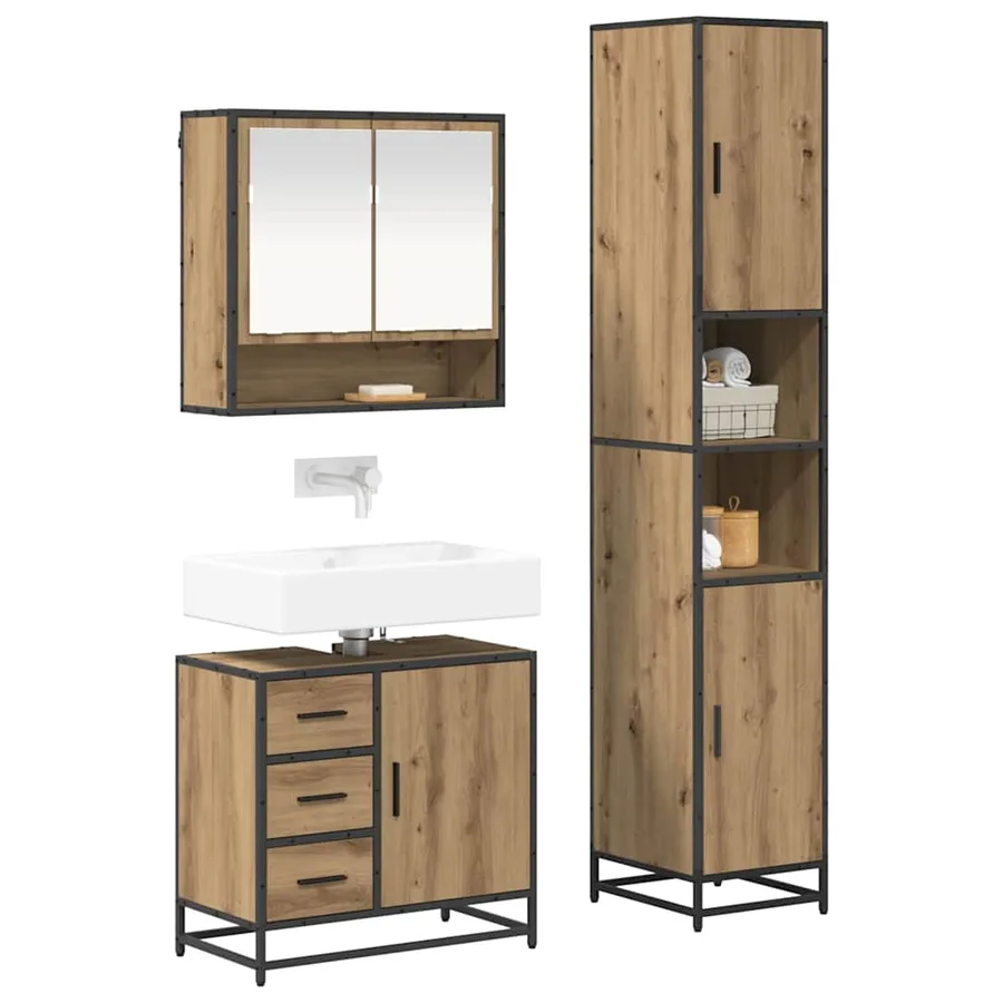 Ensemble de mobilier de salle de bain 3 pc Chêne artisanal - 3