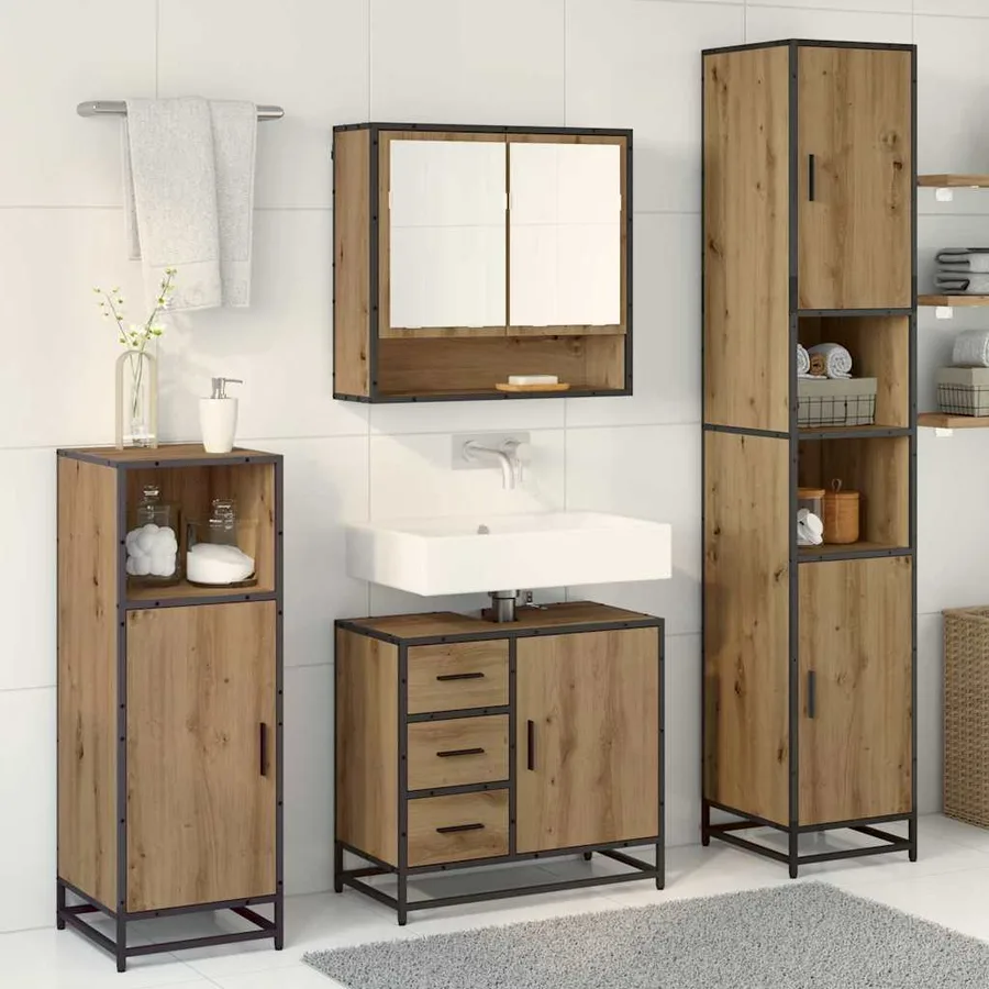 Ensemble de mobilier de salle de bain 3 pc Chêne artisanal - 4