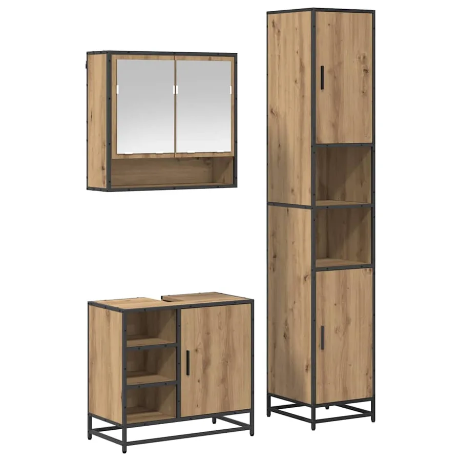 Ensemble de mobilier de salle de bain 3 pc Chêne artisanal - 2