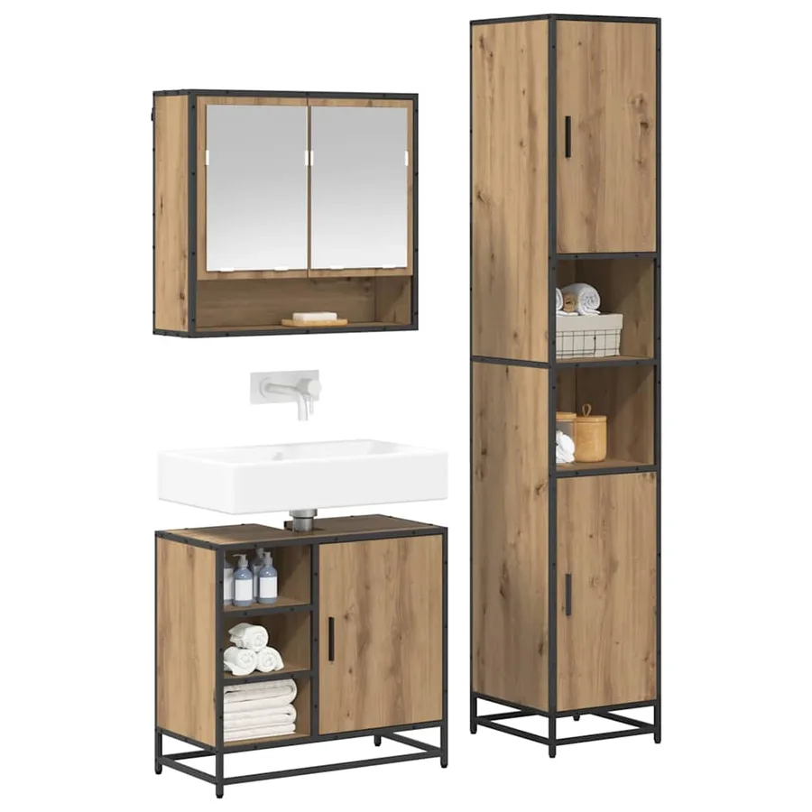 Ensemble de mobilier de salle de bain 3 pc Chêne artisanal - 3