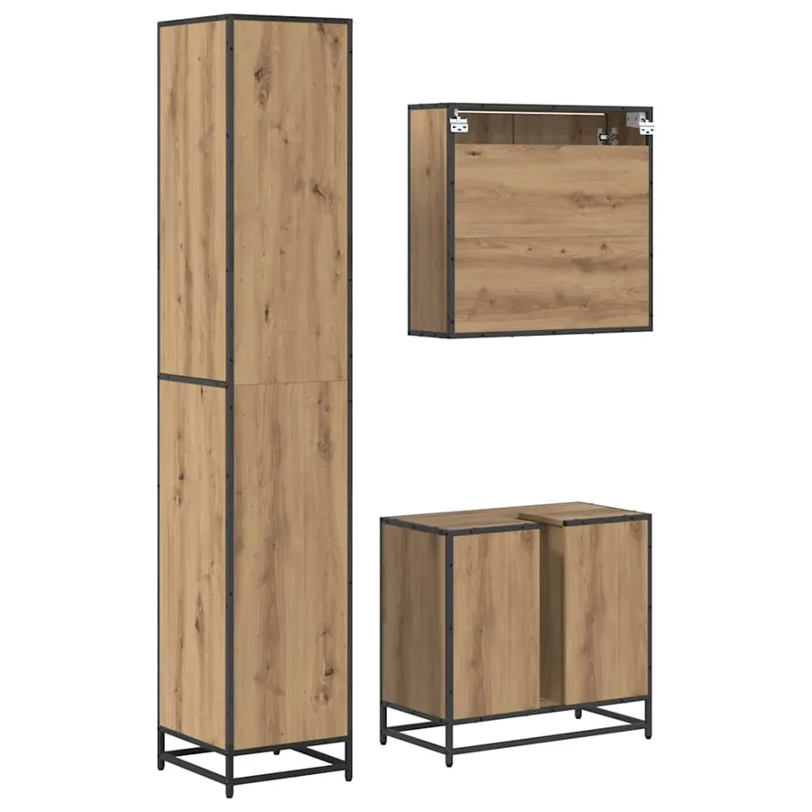 Ensemble de mobilier de salle de bain 3 pc Chêne artisanal - 9