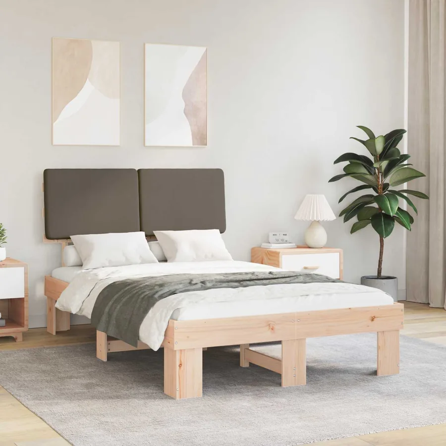 Cadre de lit avec tête de lit rembourrée Taupe 120 x 200 cm