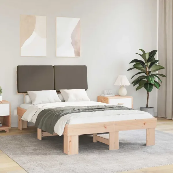 Cadre de lit avec tête de lit rembourrée Taupe 120 x 200 cm