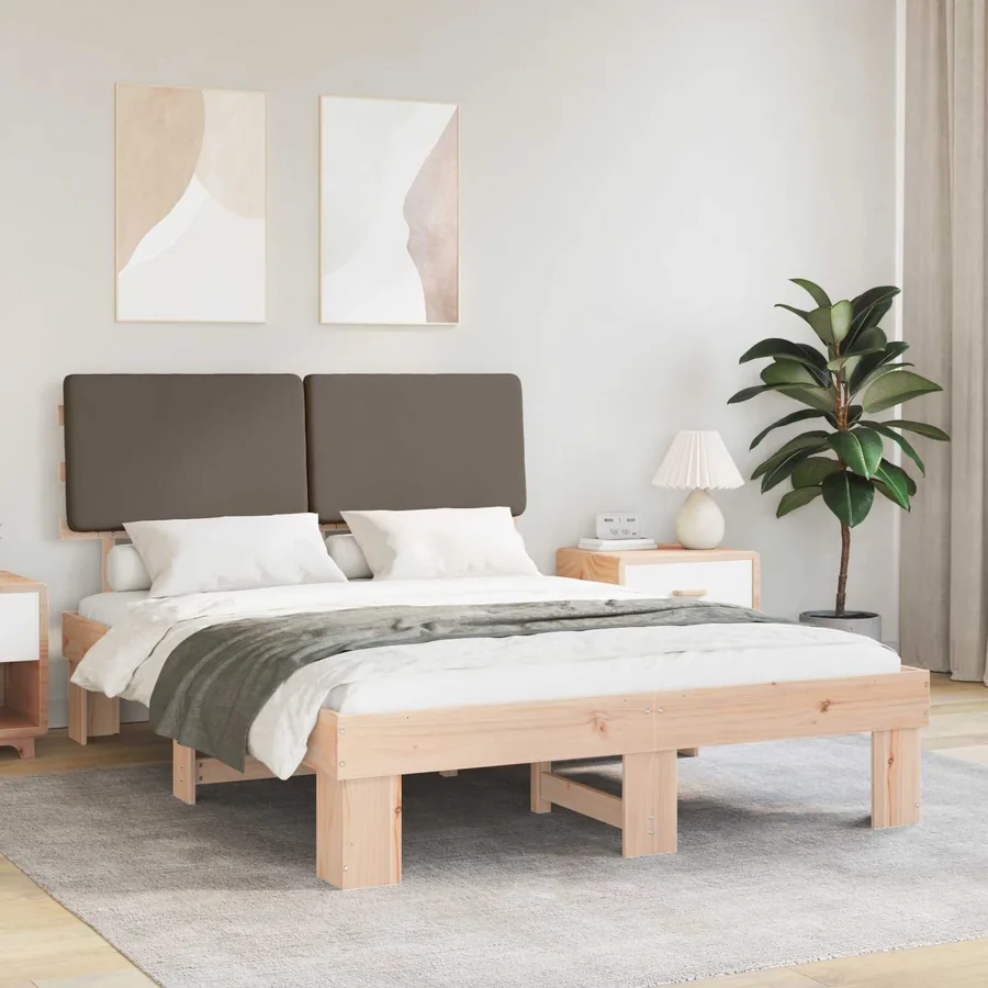 Cadre de lit avec tête de lit rembourrée Taupe 120 x 190 cm