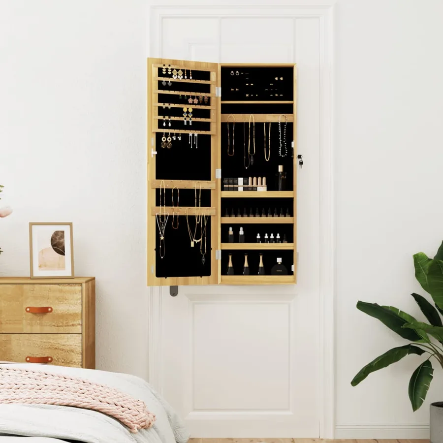 Armoire à bijoux avec miroir murale 37,5x10x106 cm - 3