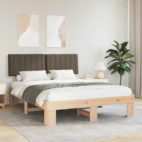 Cadre de lit avec tête de lit rembourrée Taupe 150 x 200 cm