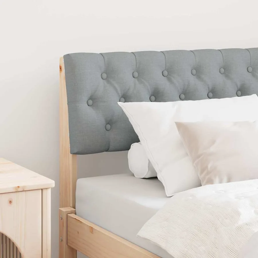 Tête de lit capitonnée Gris clair 90 cm Pin massif