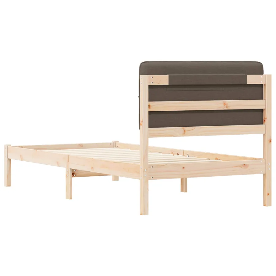 Cadre de lit avec tête de lit rembourrée Taupe 90 x 190 cm - 7