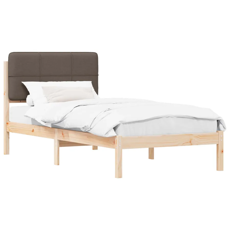 Cadre de lit avec tête de lit rembourrée Taupe 75 x 190 cm - 2