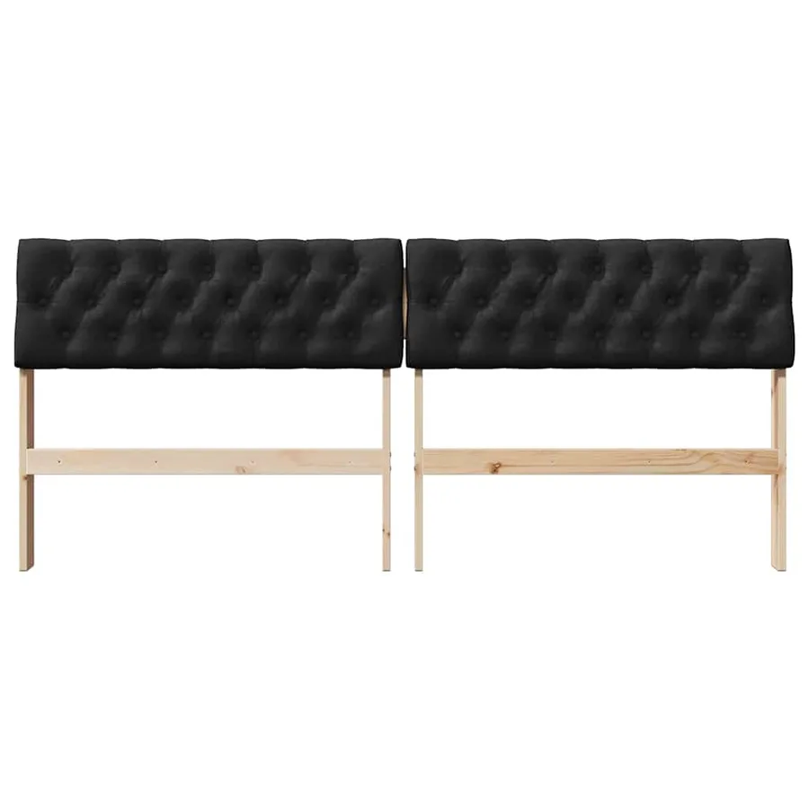 Tête de lit capitonnée Noir 180 cm Pin massif - 4
