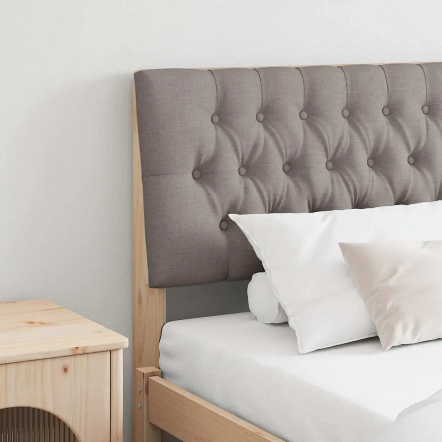 Tête de lit capitonnée Taupe 200 cm Pin massif