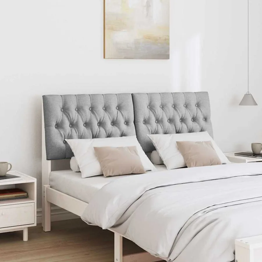 Tête de lit capitonnée Gris clair 135 cm Pin massif - 3