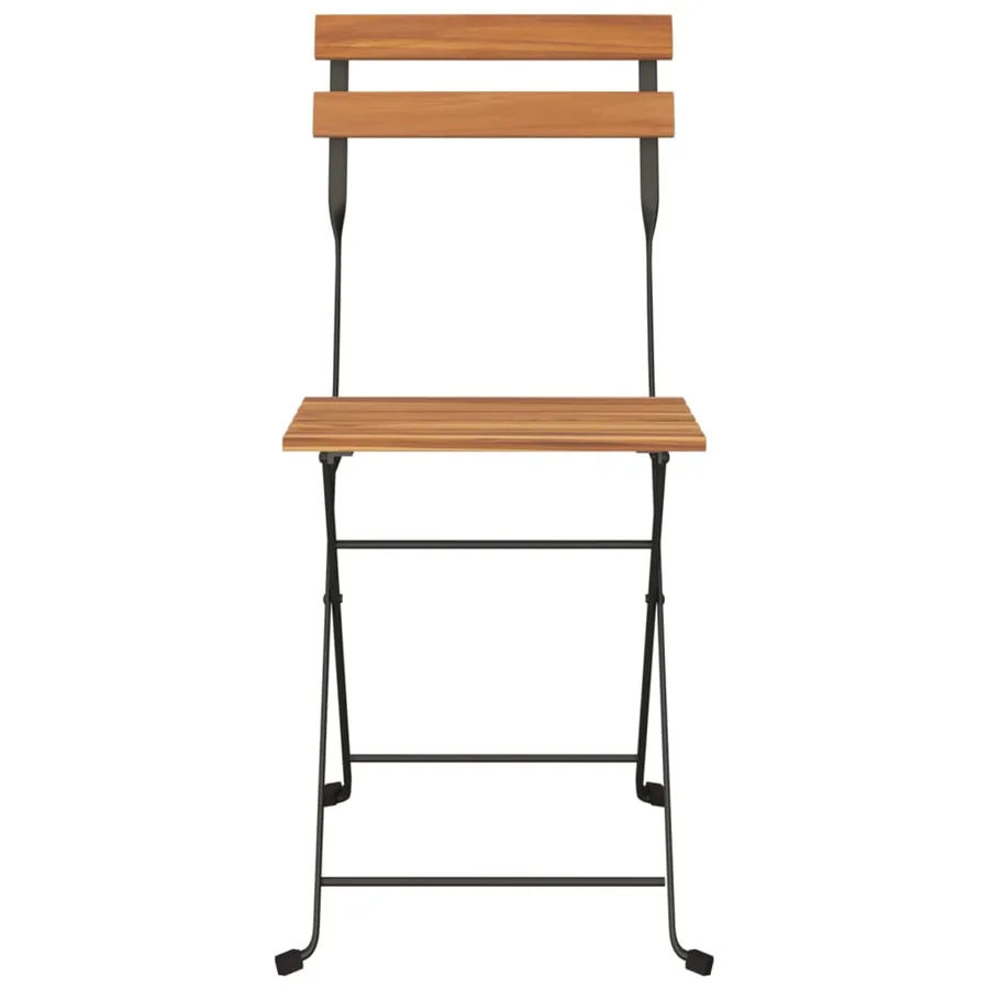 Chaises de bistrot pliantes lot de 4 Bois teck solide et acier - 4