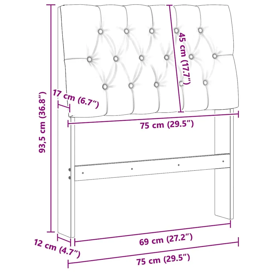 Tête de lit capitonnée Gris clair 75 cm Pin massif - 11
