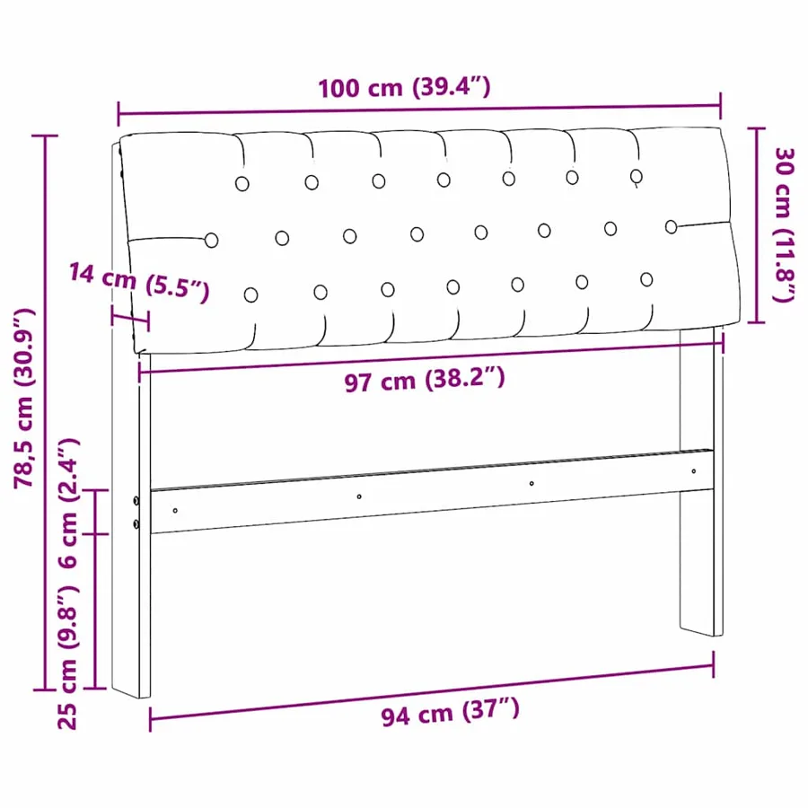 Tête de lit capitonnée Gris clair 100 cm Pin massif - 11