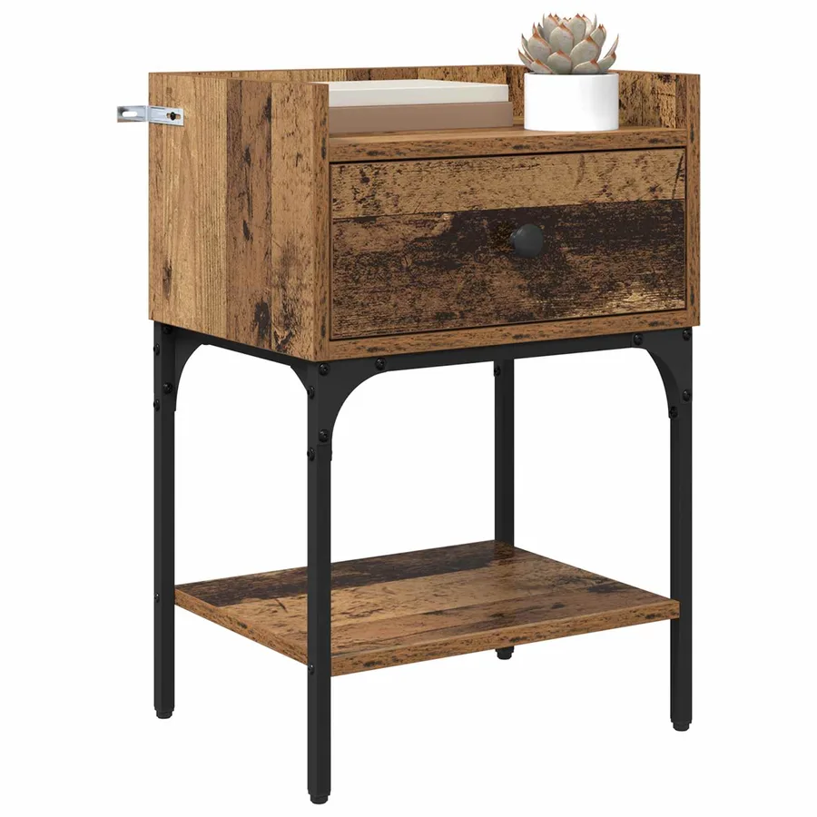 Table de chevet avec tiroir 2 pcs Bois ancien 40 x 29 x 60 cm - 3