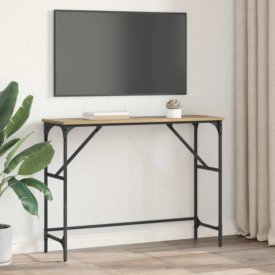 Table console Chêne artisanal 100 x 32 x 75 cm - 4