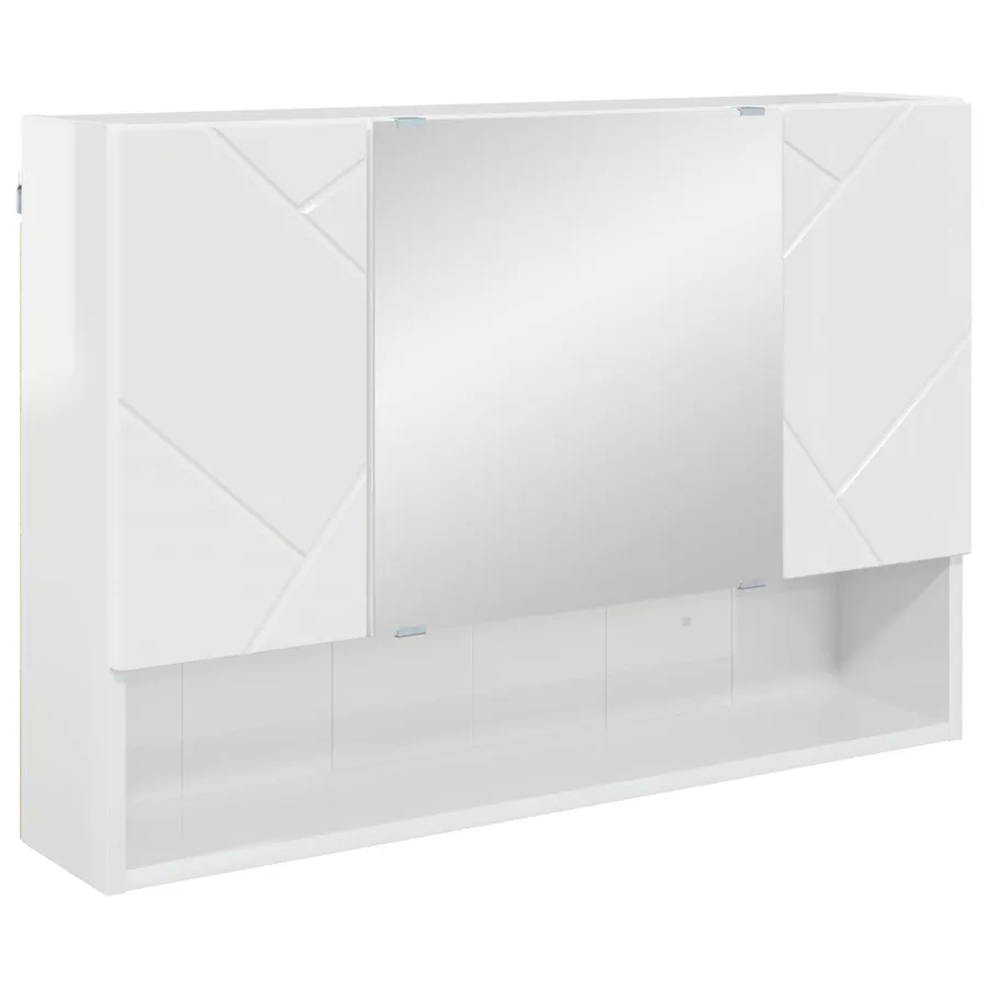 Armoire Miroir Blanc brillant 80 x 17 x 55 cm Bois d'ingénierie - 2