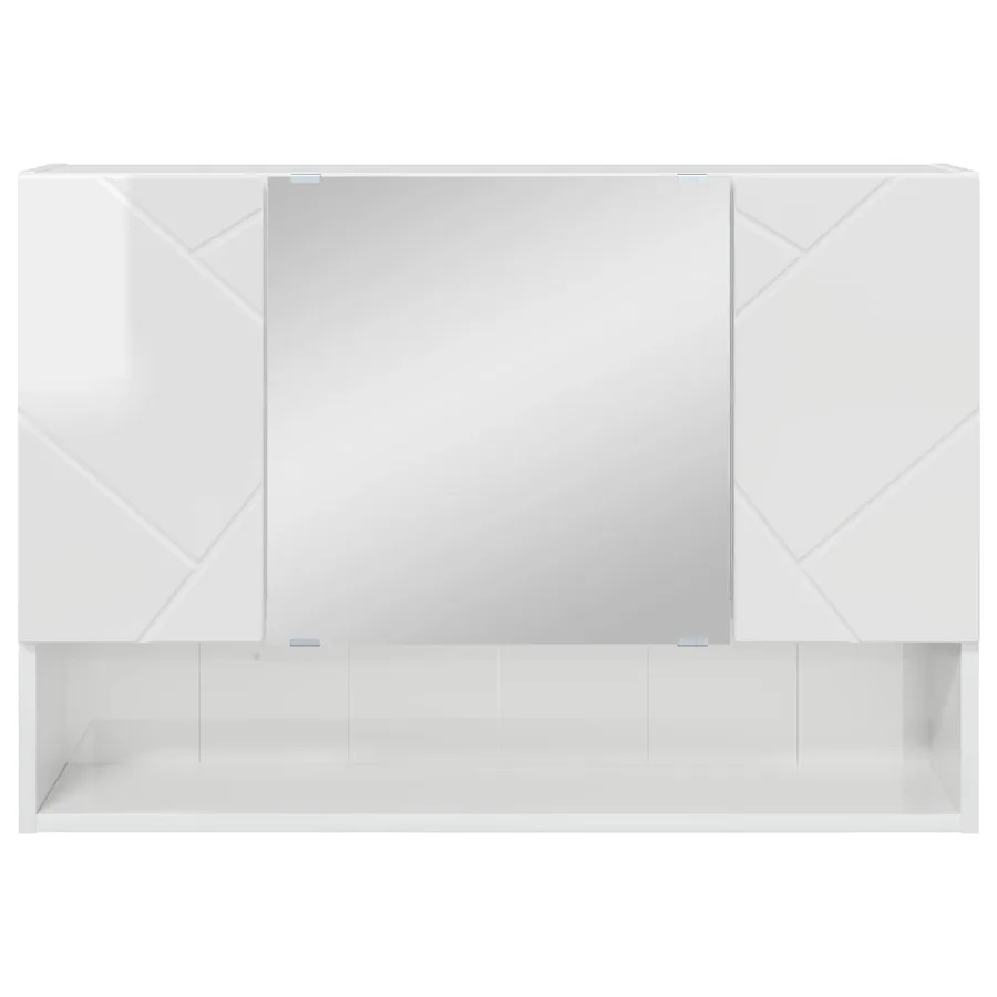 Armoire Miroir Blanc brillant 80 x 17 x 55 cm Bois d'ingénierie - 6