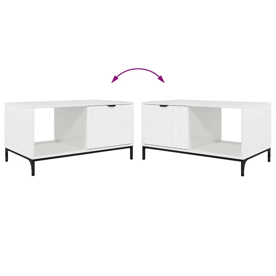 Table basse Blanc brillant 90 x 49 x 46 cm Bois d'ingénierie - 12