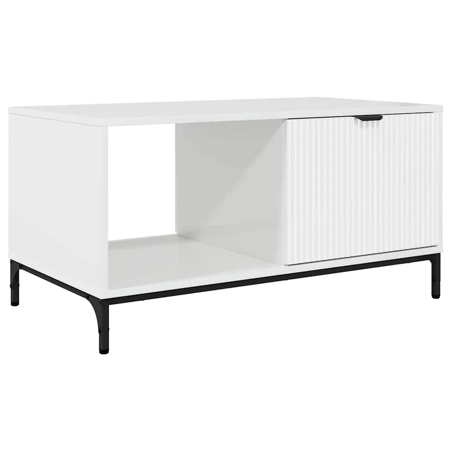 Table basse Blanc brillant 90 x 49 x 46 cm Bois d'ingénierie - 2
