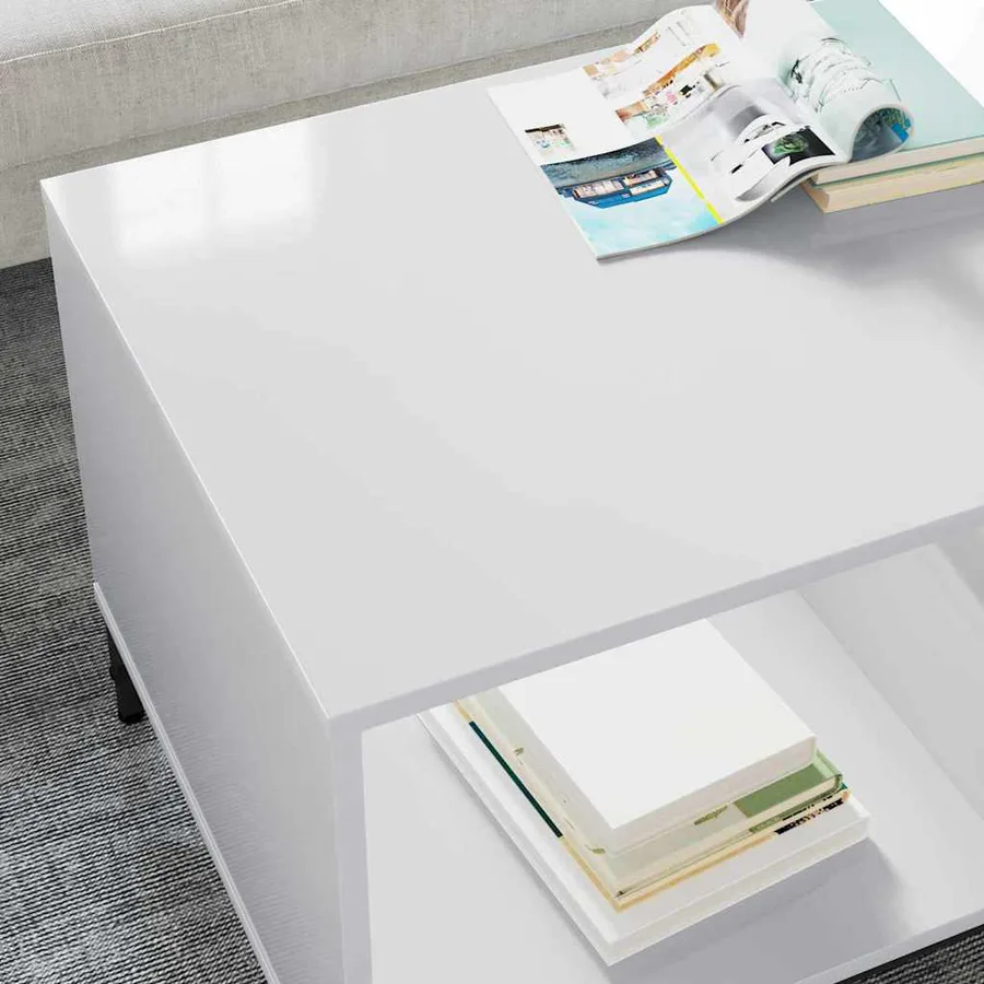 Table basse Blanc brillant 90 x 49 x 46 cm Bois d'ingénierie - 4