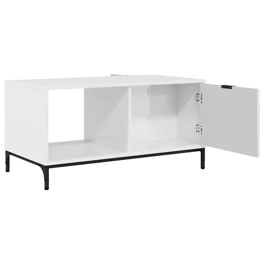 Table basse Blanc brillant 90 x 49 x 46 cm Bois d'ingénierie - 5