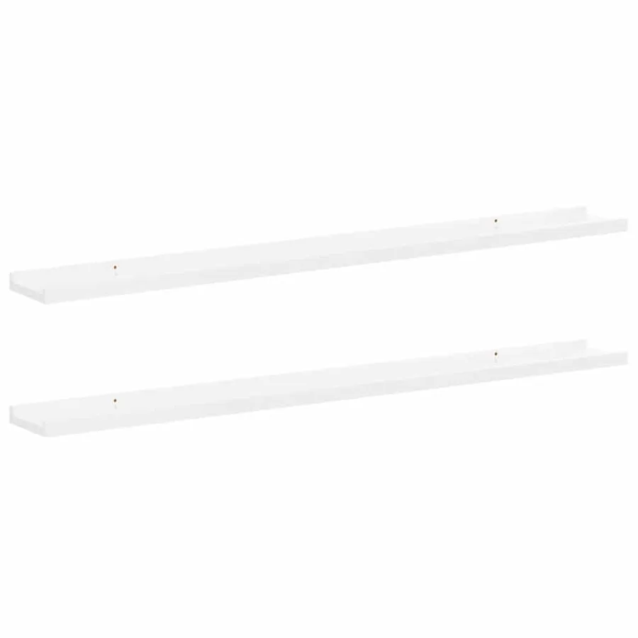 Étagères murales 2 pcs Blanc brillant 100x9x3 cm - 2