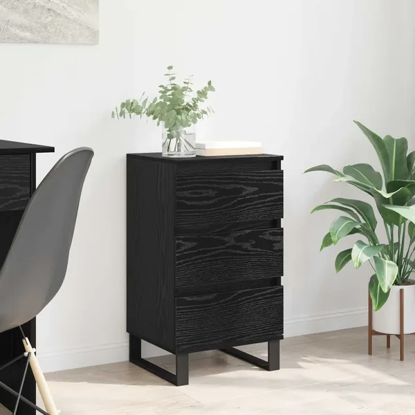 Buffet avec tiroir Chêne noir Bois d'ingénierie